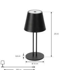 Lindby LED-Akkutischlampe Janea TWIN, schwarz, Metall