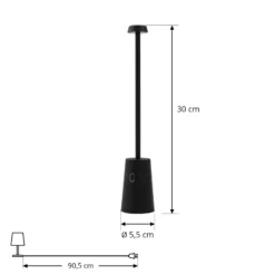 Lindby LED-Akkutischlampe Noelani, Höhe 30 cm, IP44, dimmbar
