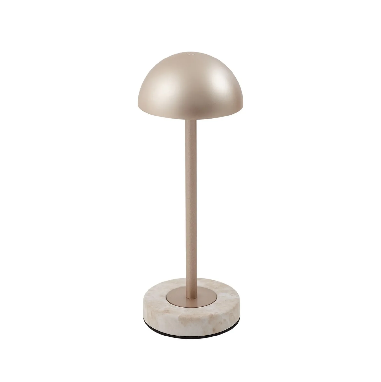 Lindby LED-Akku-Tischlampe Pippin, gold/travertin, IP44