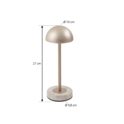 Lindby LED-Akku-Tischlampe Pippin, gold/travertin, IP44