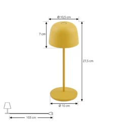 Lindby LED-Akku-Tischleuchte Arietty, gelb, dimmbar, IP65