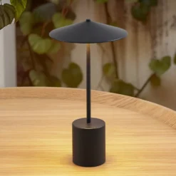 Lindby LED-Akkutischleuchte Ayva, schwarz, Aluminium, IP44