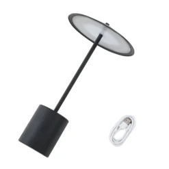 Lindby LED-Akkutischleuchte Ayva, schwarz, Aluminium, IP44