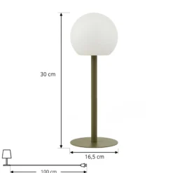 Lindby LED-Akku-Tischleuchte Eleia, grün, Metall, IP44