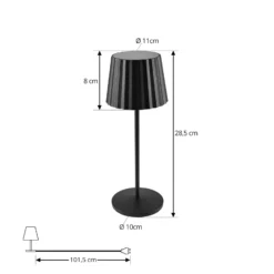 Lindby LED-Akku-Tischleuchte Esali, schwarz, Metall, IP65