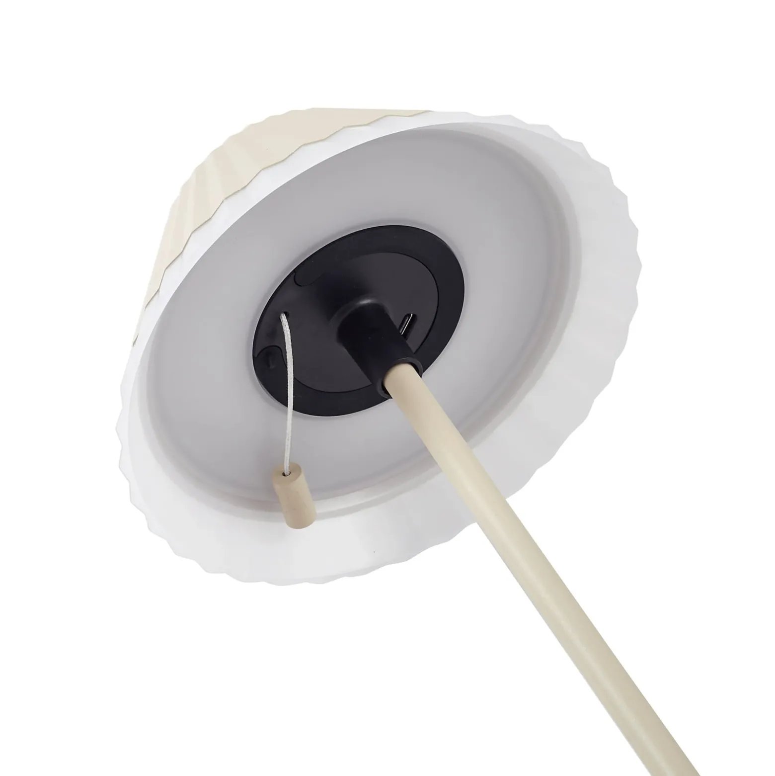 Lindby LED-Akku-Tischleuchte Ilvi, beige, Alu, Ø 17,5 cm