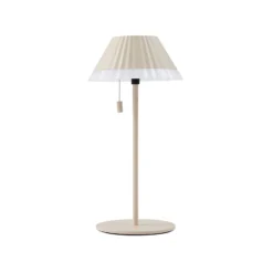 Lindby LED-Akku-Tischleuchte Ilvi, beige, Alu, Ø 17,5 cm