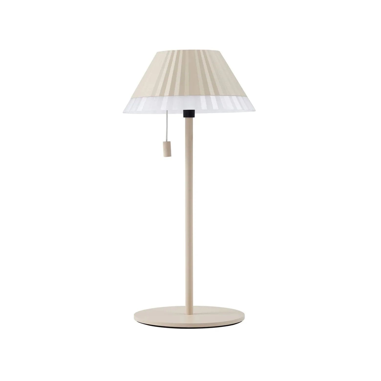Lindby LED-Akku-Tischleuchte Ilvi, beige, Alu, Ø 17,5 cm