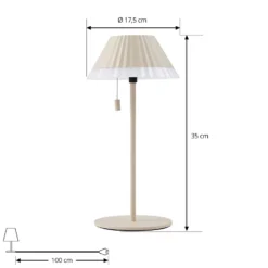 Lindby LED-Akku-Tischleuchte Ilvi, beige, Alu, Ø 17,5 cm