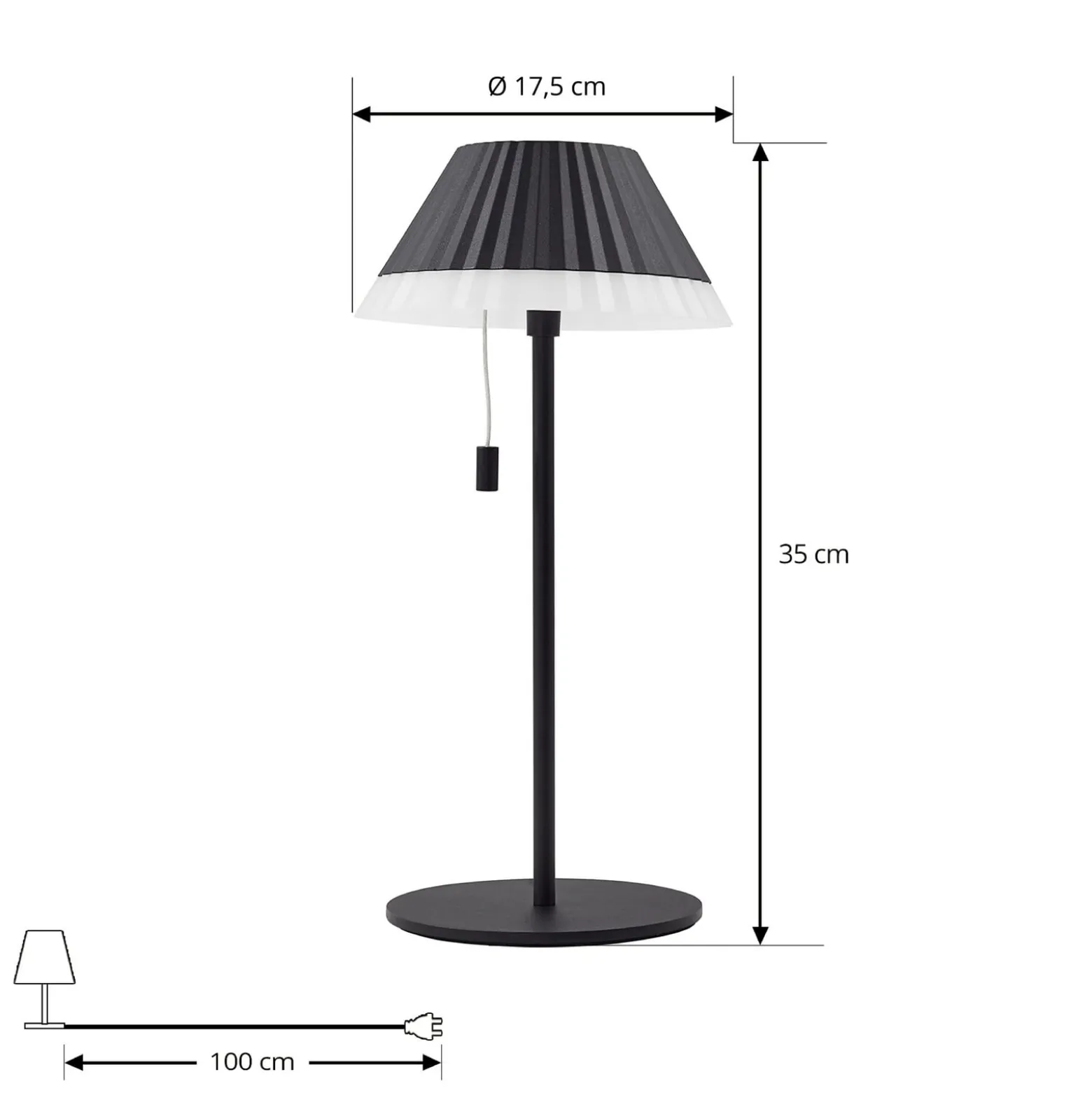 Lindby LED-Akku-Tischleuchte Ilvi, schwarz, Alu, Ø 17,5 cm