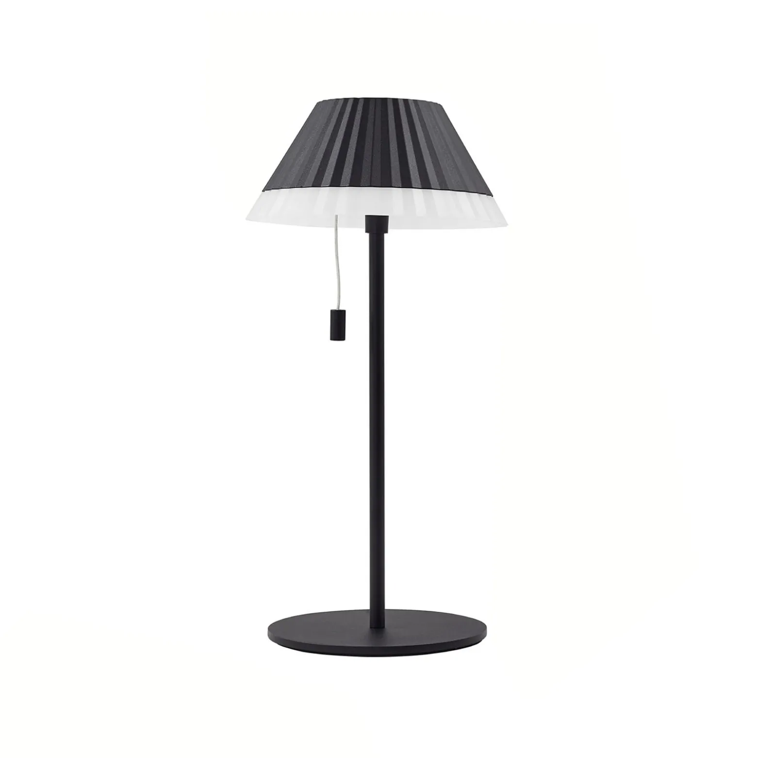 Lindby LED-Akku-Tischleuchte Ilvi, schwarz, Alu, Ø 17,5 cm