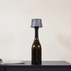 Lindby LED-Akkutischleuchte Linor, rauchgrau, USB, dimmbar