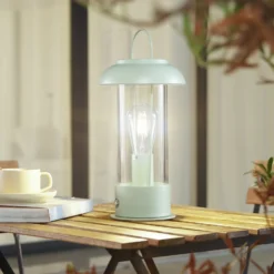 Lindby LED-Akkutischleuchte Yvette, grün, IP44, Touchdimmer