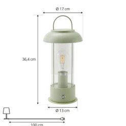 Lindby LED-Akkutischleuchte Yvette, grün, IP44, Touchdimmer