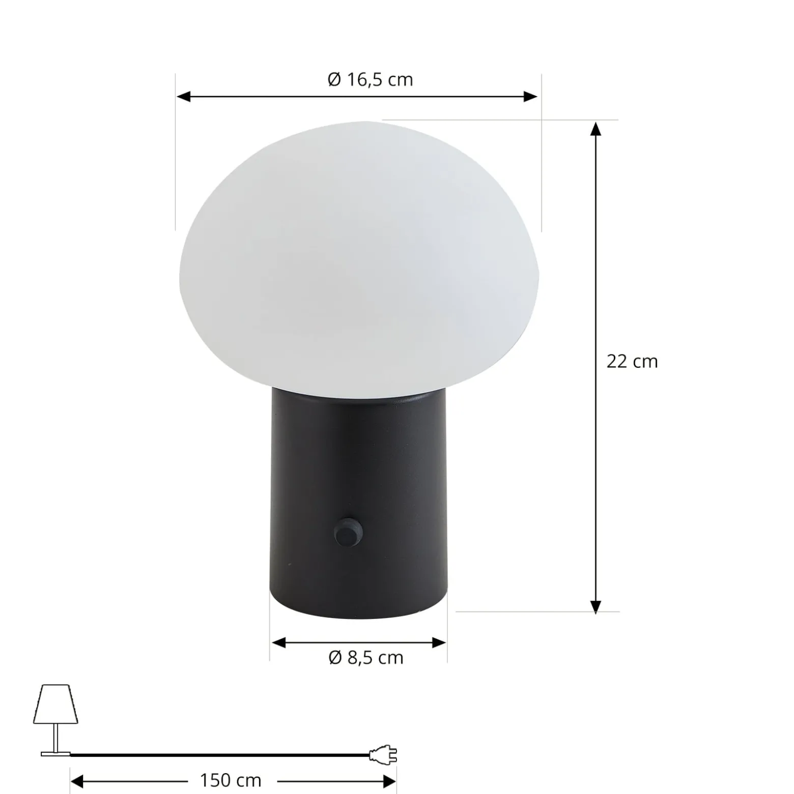 Lindby LED-Akkutischleuchte Zelie, schwarz, Aluminium, IP44