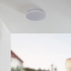 Lindby LED-Außendeckenleuchte Doki, 34 cm, weiß, Kunststoff