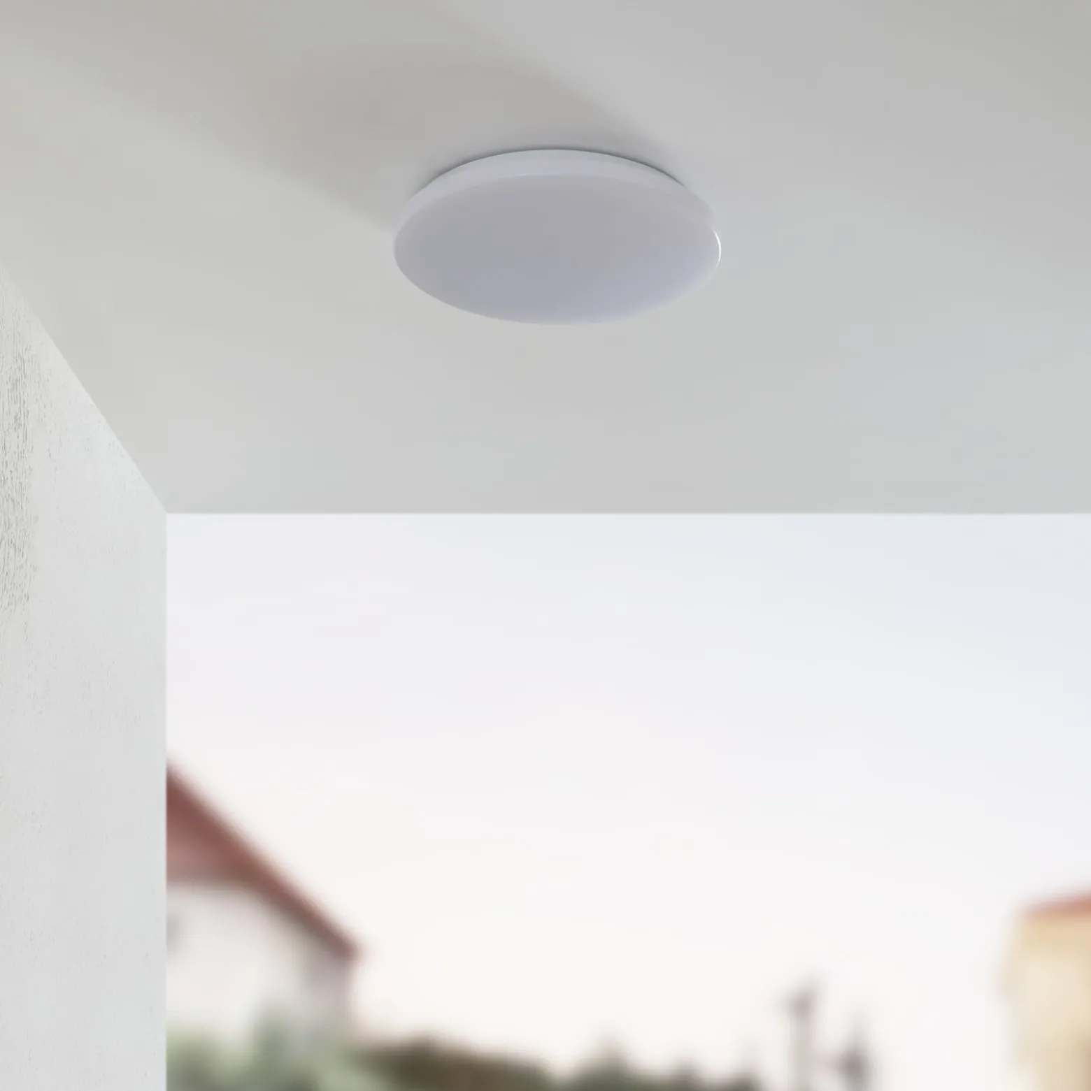 Lindby LED-Außendeckenleuchte Doki, 34 cm, weiß, Kunststoff