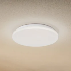 Lindby LED-Außendeckenleuchte Kirkola, 3000 K, Ø 34 cm, weiß