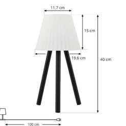 Lindby LED-Außentischleuchte Jaimy, Akku, schwarz, Metall