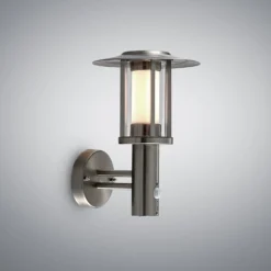 Lindby LED-Außenwandlampe Gregory, Sensor, edelstahl, IP44