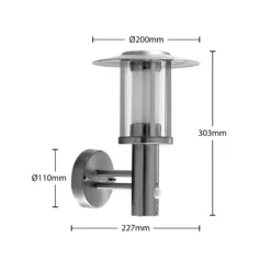 Lindby LED-Außenwandlampe Gregory, Sensor, edelstahl, IP44