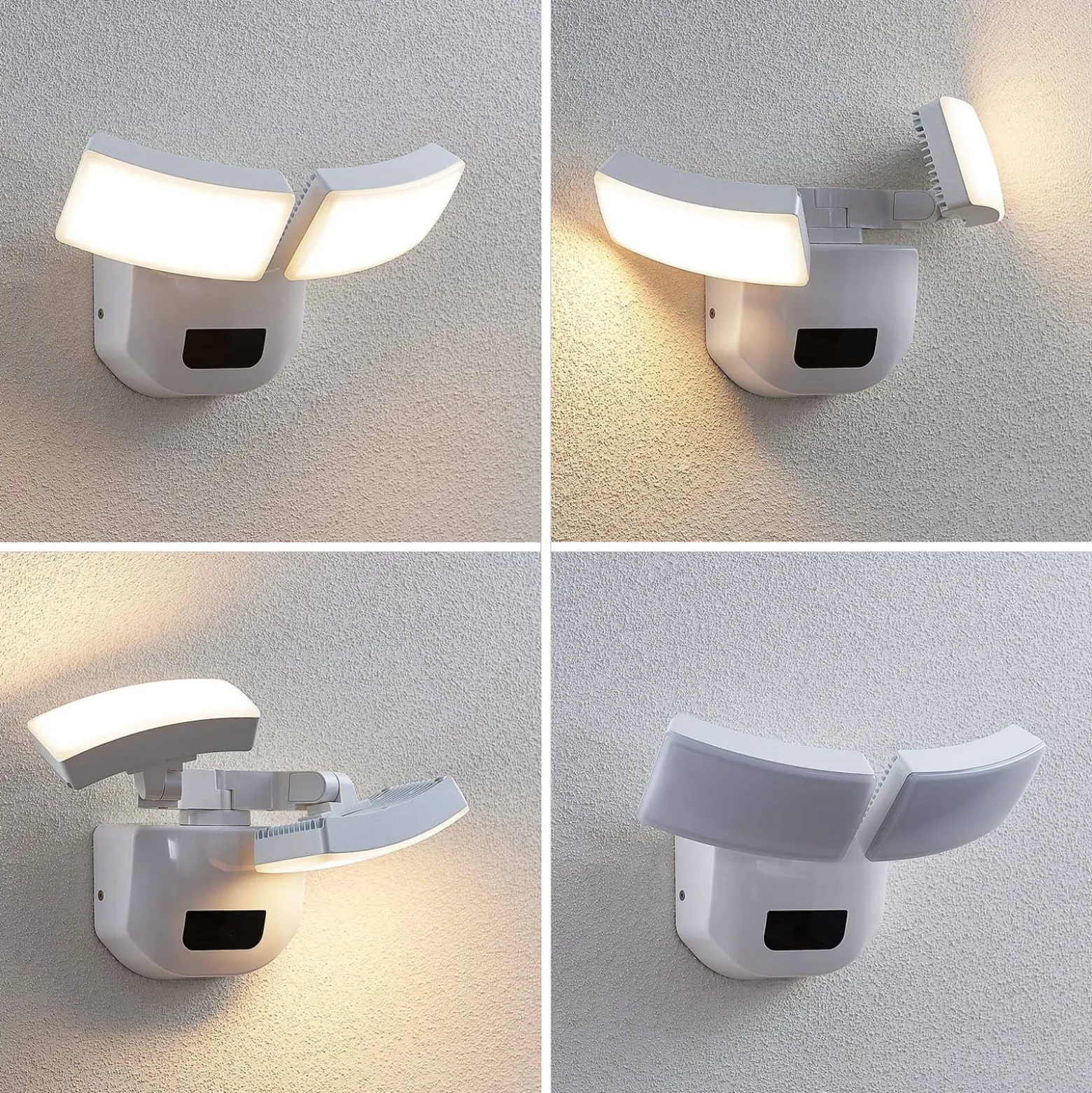Lindby LED-Außenwandlampe Nikias, 30 cm, Sensor, 2-fl., weiß