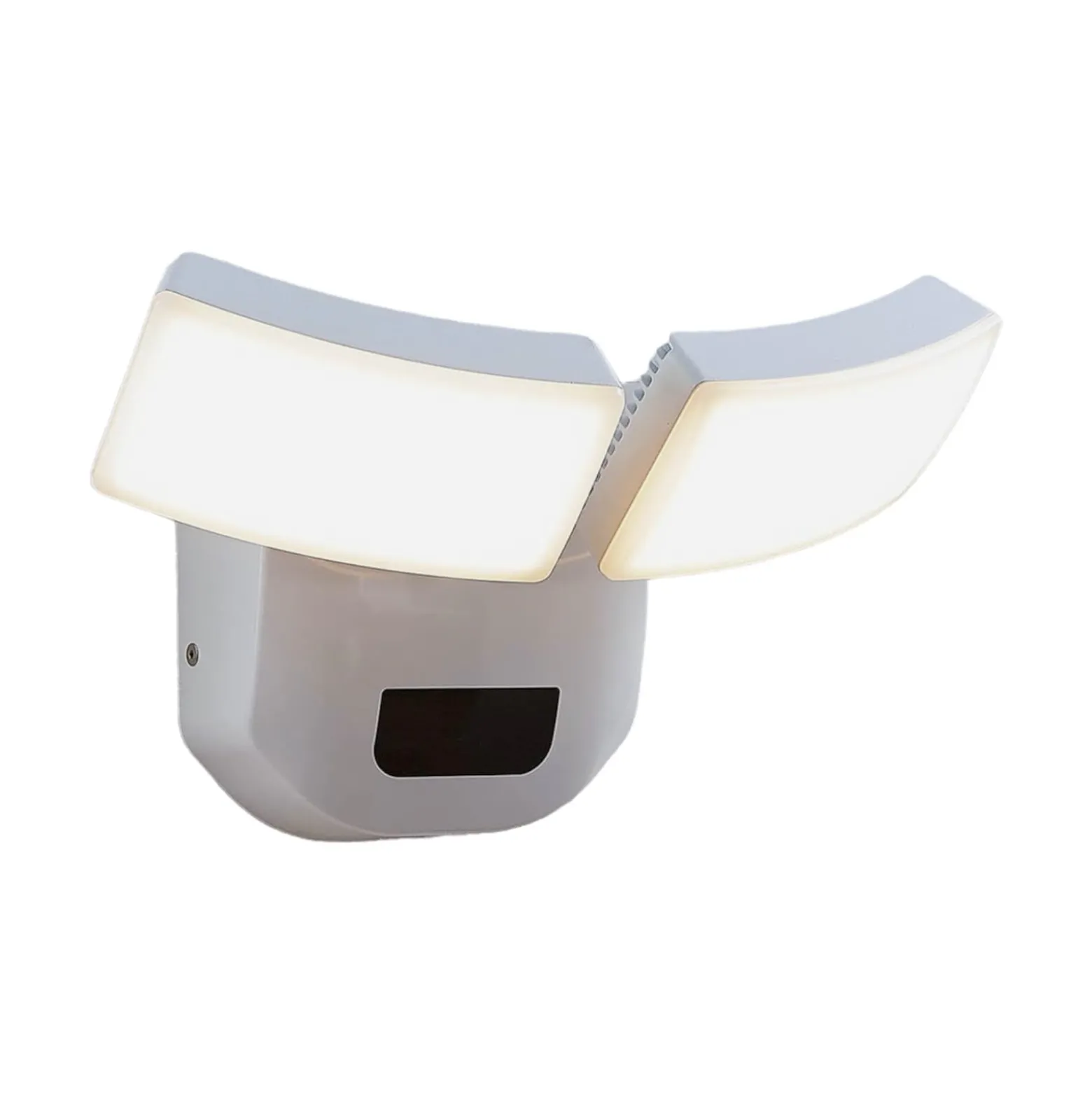 Lindby LED-Außenwandlampe Nikias, 30 cm, Sensor, 2-fl., weiß