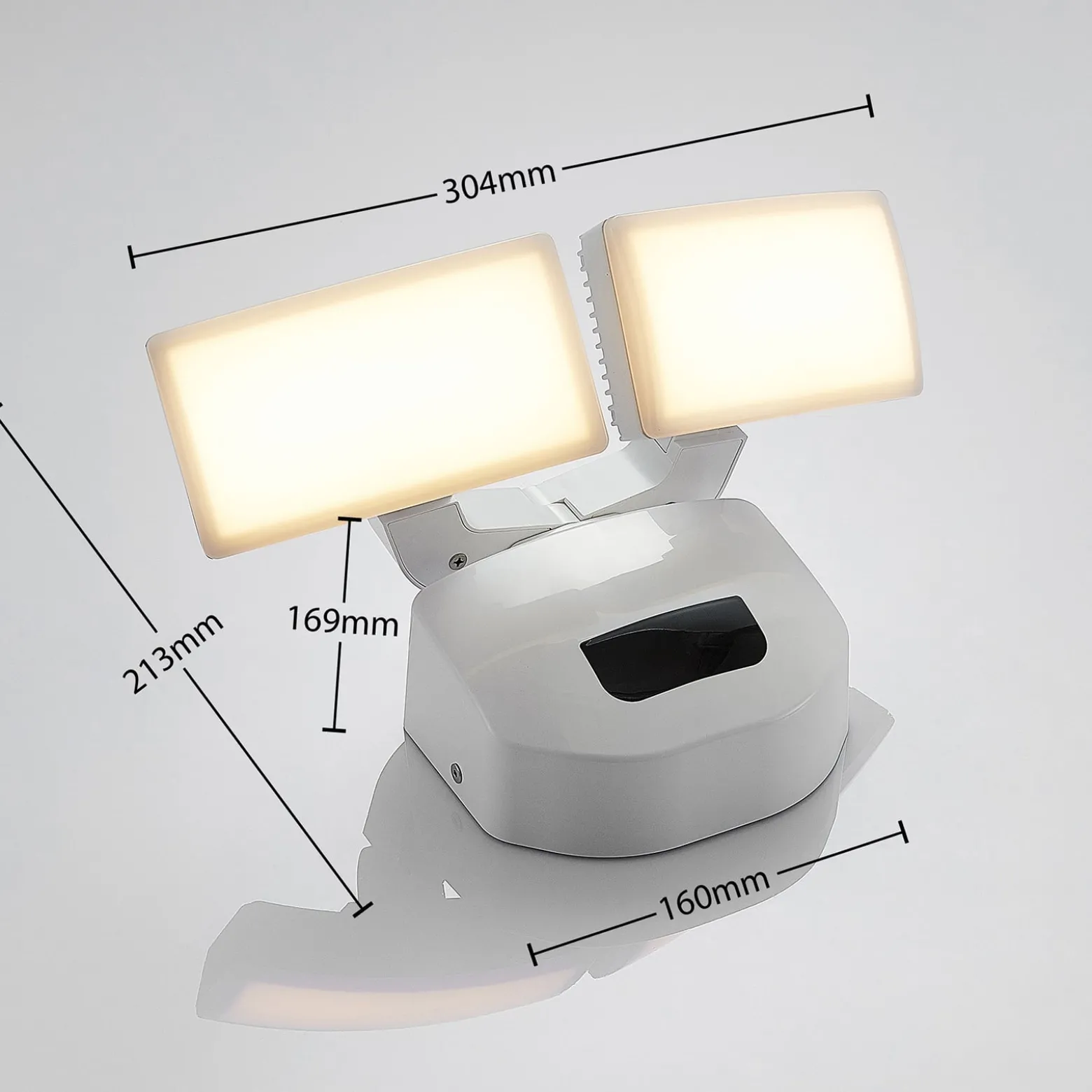 Lindby LED-Außenwandlampe Nikias, 30 cm, Sensor, 2-fl., weiß