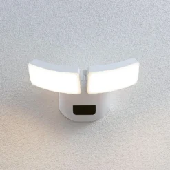 Lindby LED-Außenwandlampe Nikias, 30 cm, Sensor, 2-fl., weiß