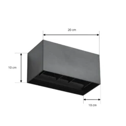 Lindby LED-Außenwandlampe Nivar, eckig, schwarz, 20cm, IP54