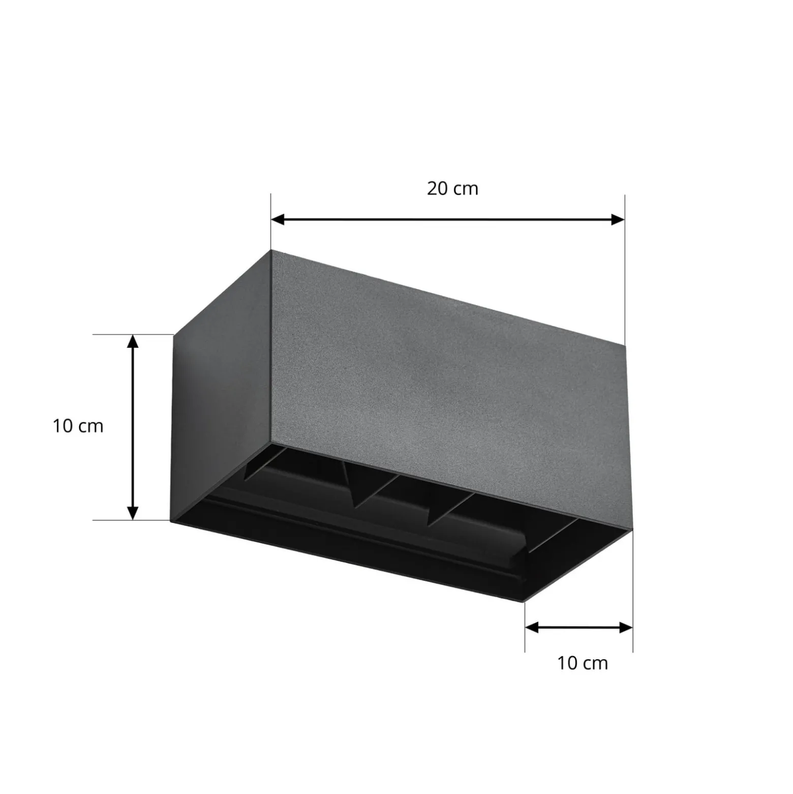 Lindby LED-Außenwandlampe Nivar, eckig, schwarz, 20cm, IP54