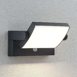 Lindby LED-Außenwandlampe Sherin, anthrazit, Sensor, IP54