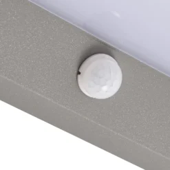 Lindby LED-Außenwandleuchte Fando, silber matt, Sensor, IP44