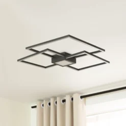 Lindby LED-Deckenlampe Duetto, 65 cm, anthrazit, 38 W, Alu