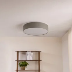 Lindby LED-Deckenlampe Ellamina, 60 cm, hellgrau, Textil
