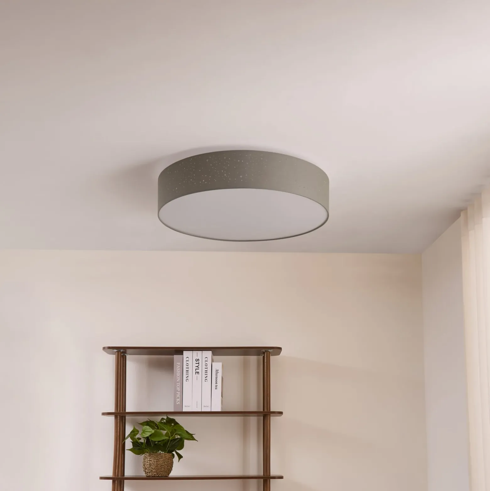 Lindby LED-Deckenlampe Ellamina, 60 cm, hellgrau, Textil