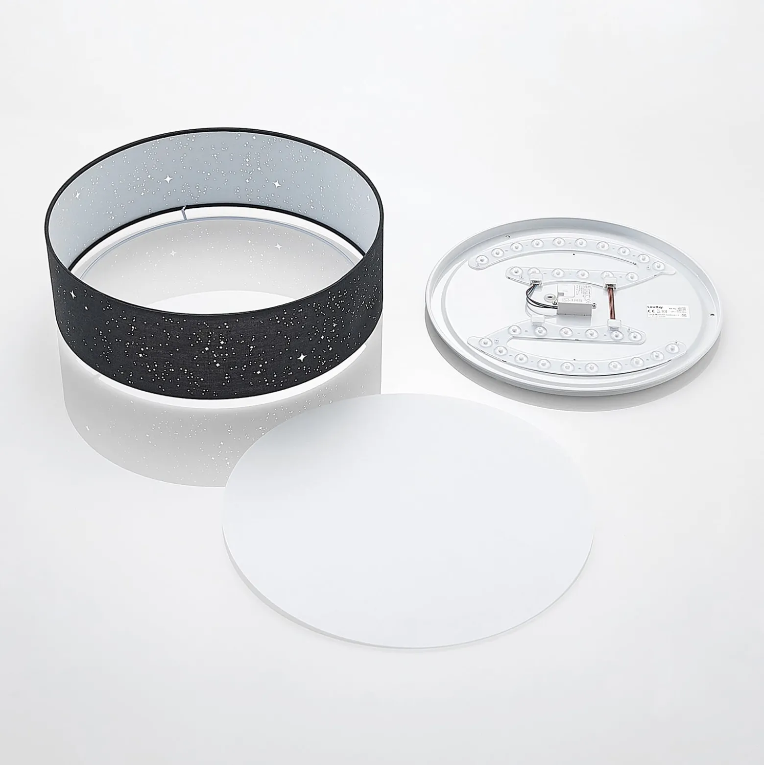 Lindby LED-Deckenlampe Ellamina, 40 cm, schwarz, Textil