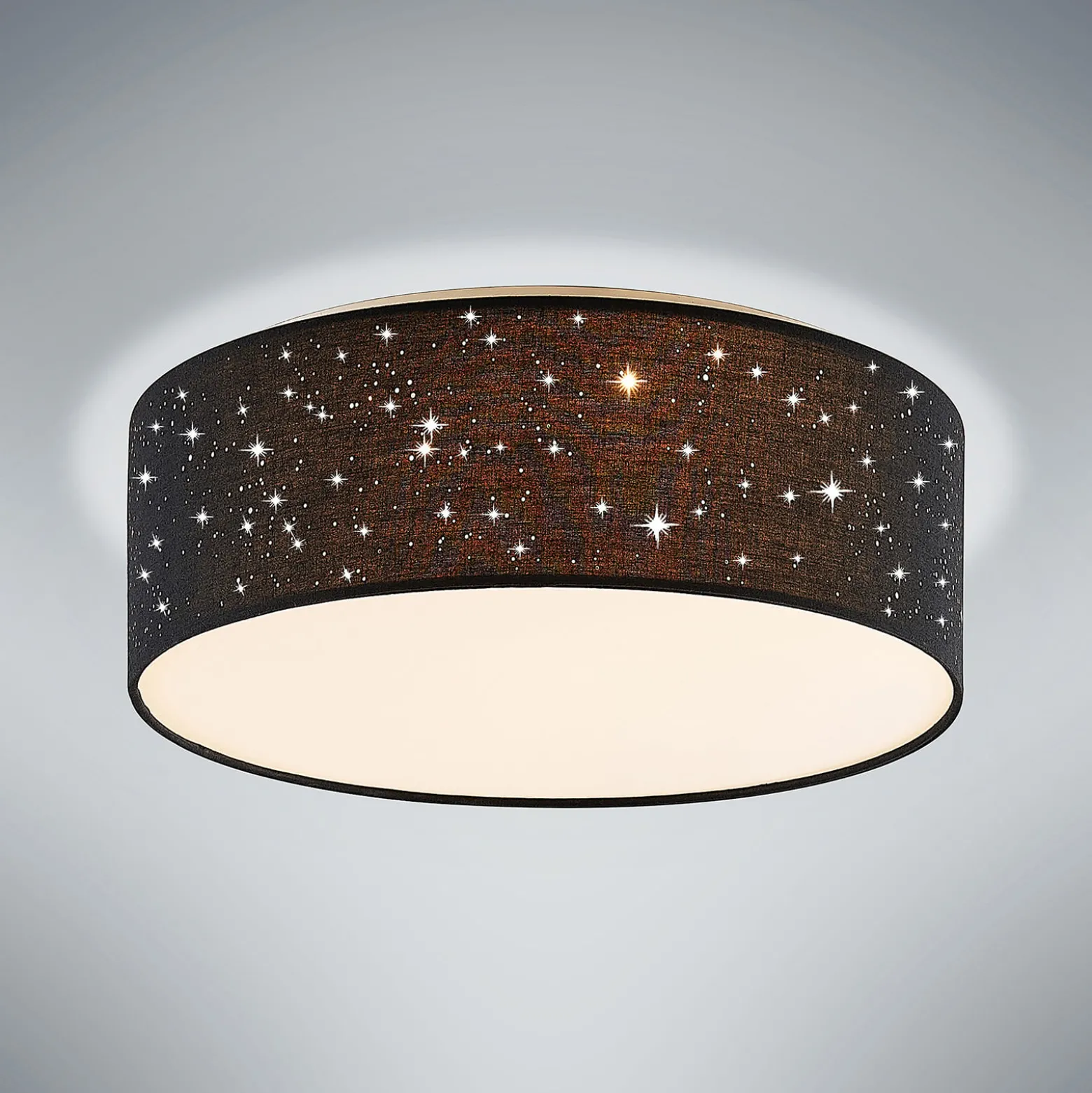 Lindby LED-Deckenlampe Ellamina, 40 cm, schwarz, Textil