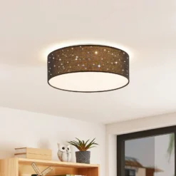 Lindby LED-Deckenlampe Ellamina, 40 cm, schwarz, Textil