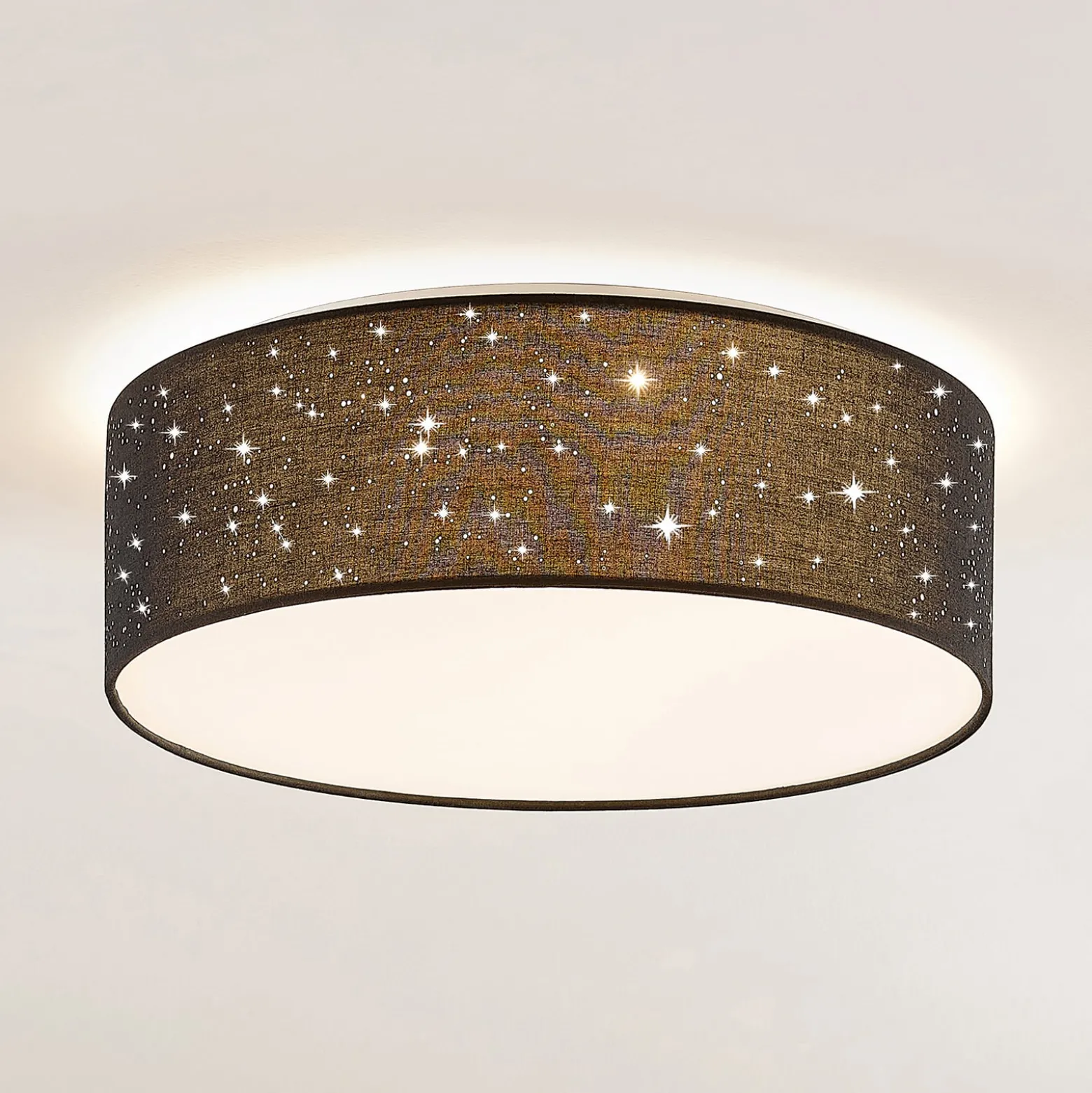Lindby LED-Deckenlampe Ellamina, 40 cm, schwarz, Textil