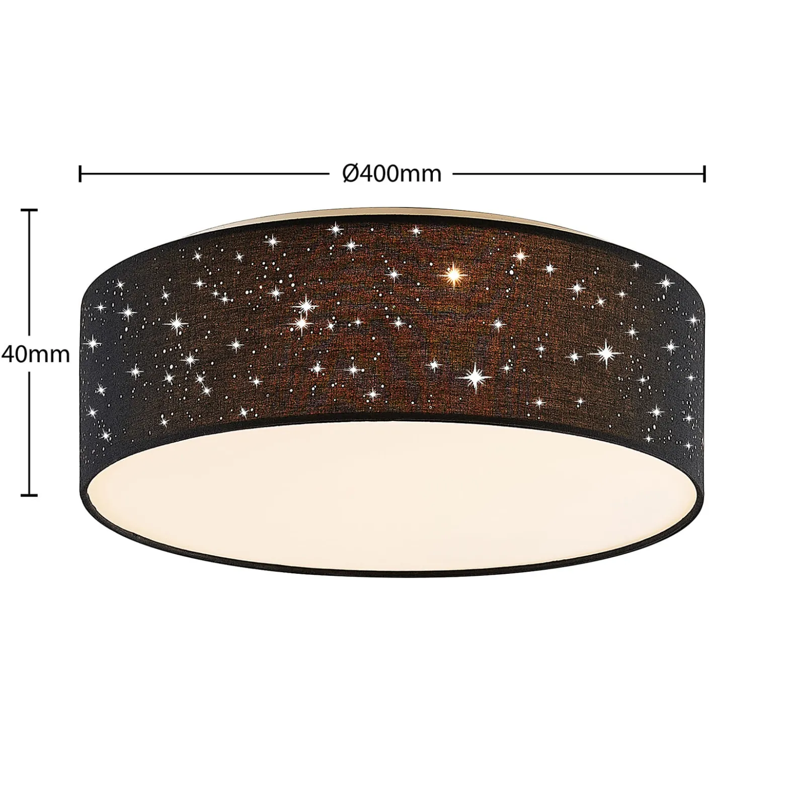 Lindby LED-Deckenlampe Ellamina, 40 cm, schwarz, Textil