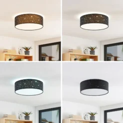 Lindby LED-Deckenlampe Ellamina, 40 cm, schwarz, Textil