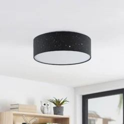 Lindby LED-Deckenlampe Ellamina, 40 cm, schwarz, Textil