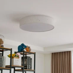 Lindby LED-Deckenlampe Ellamina, Ø 60 cm, weiß, Textil