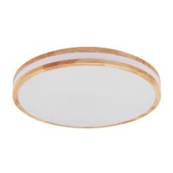 Lindby LED-Deckenlampe Emiva, 50 cm, Holz hell, CCT