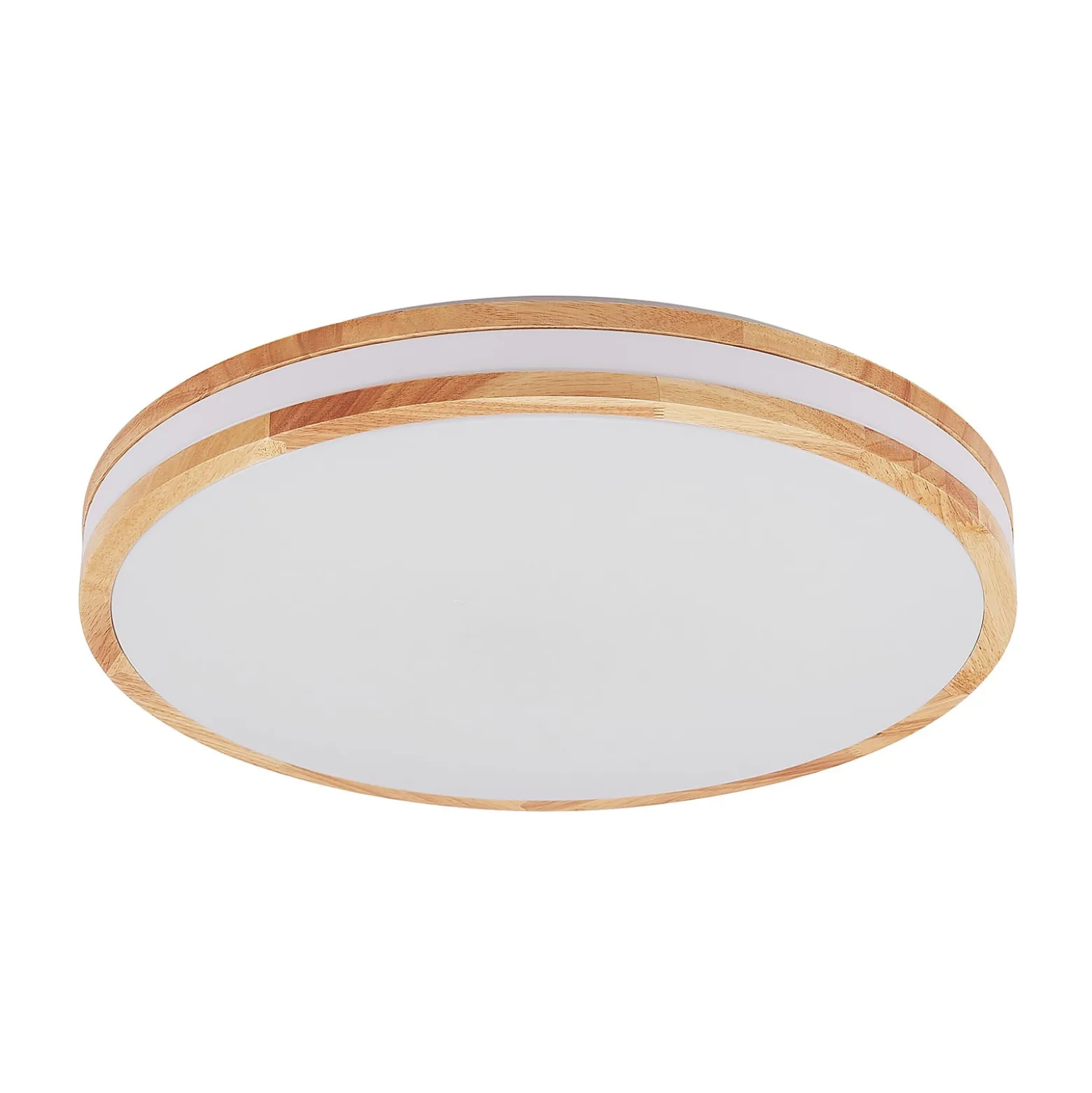 Lindby LED-Deckenlampe Emiva, 50 cm, Holz hell, CCT