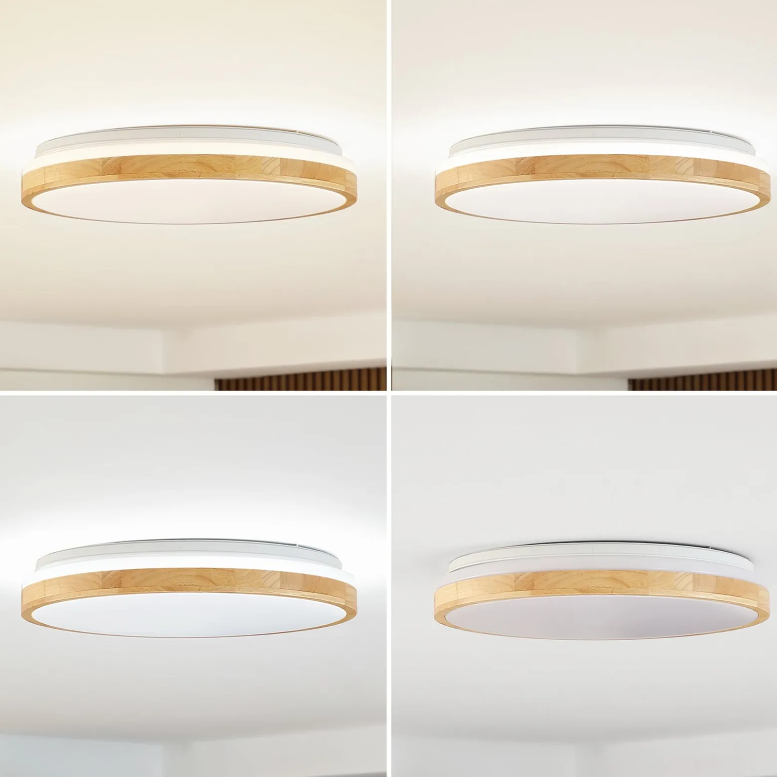 Lindby LED-Deckenlampe Emiva, Ø 49 cm, Holz hell, CCT