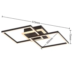 Lindby LED-Deckenlampe Fjardo, eckig, schwarz, CCT, Remote