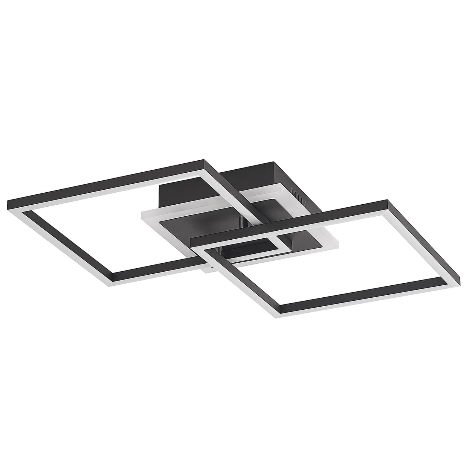 Lindby LED-Deckenlampe Fjardo, eckig, schwarz, CCT, Remote