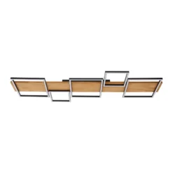 Lindby LED-Deckenlampe Galad, schwarz, Holz, 5-flg., 140 cm